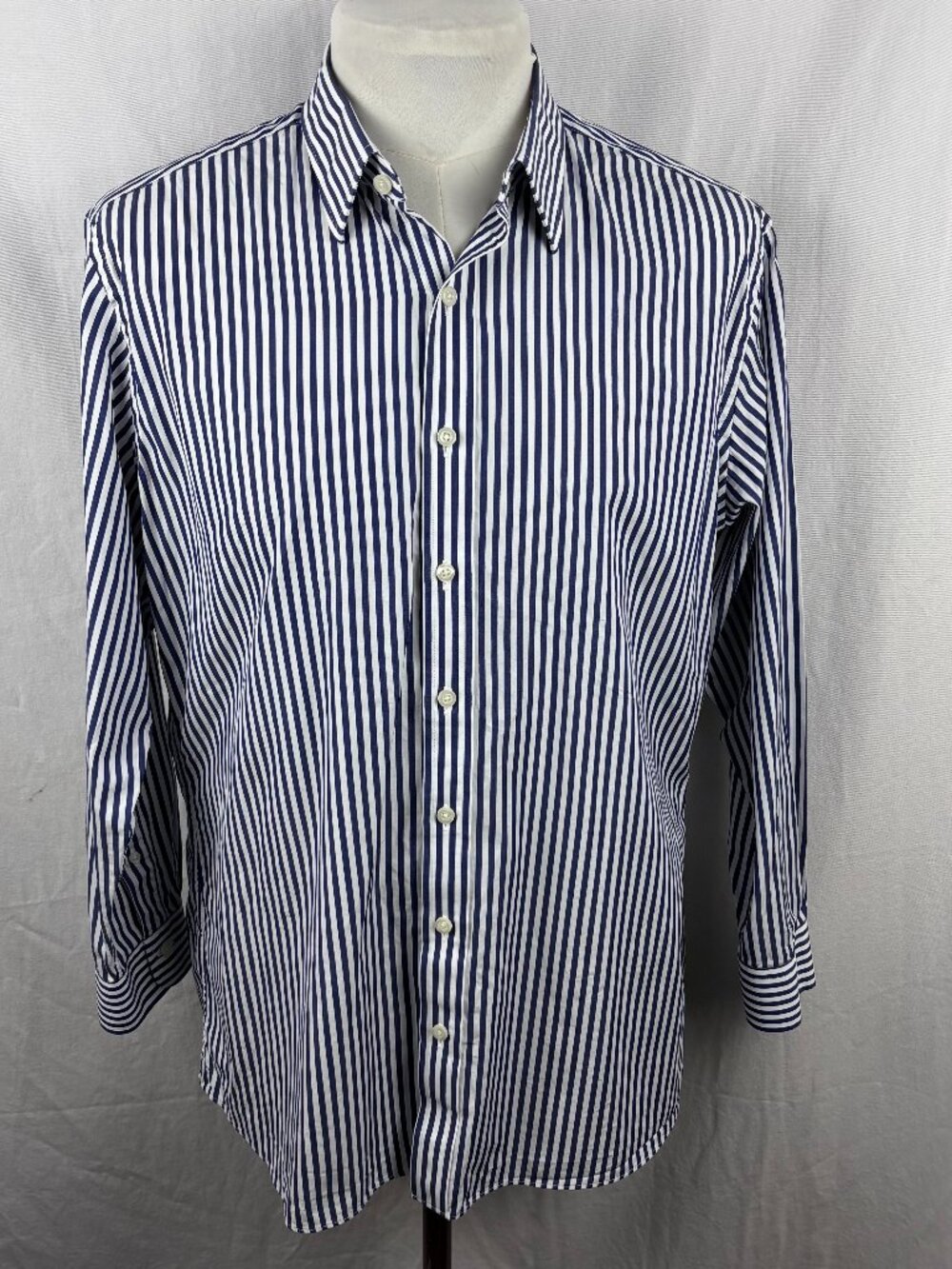 Proper Cloth 17 33 Stanton Navy Bengal Stripe 120s Broadcloth Dress Shirt